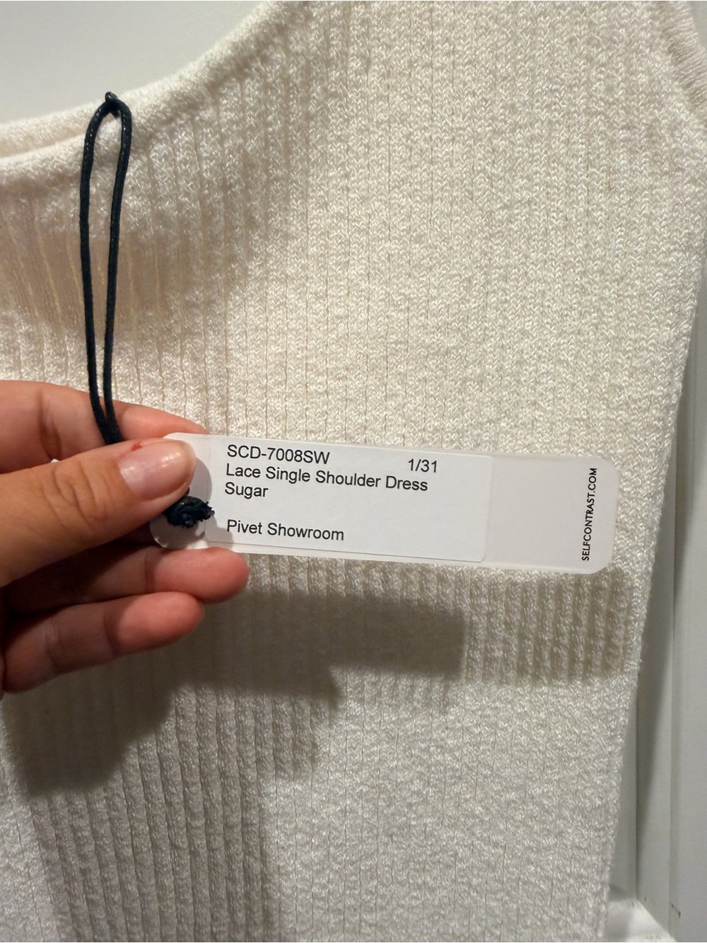 One-Shoulder Cream Knit Dress — Sleek Asymmetric Silhouette - Picture 4 of 4
